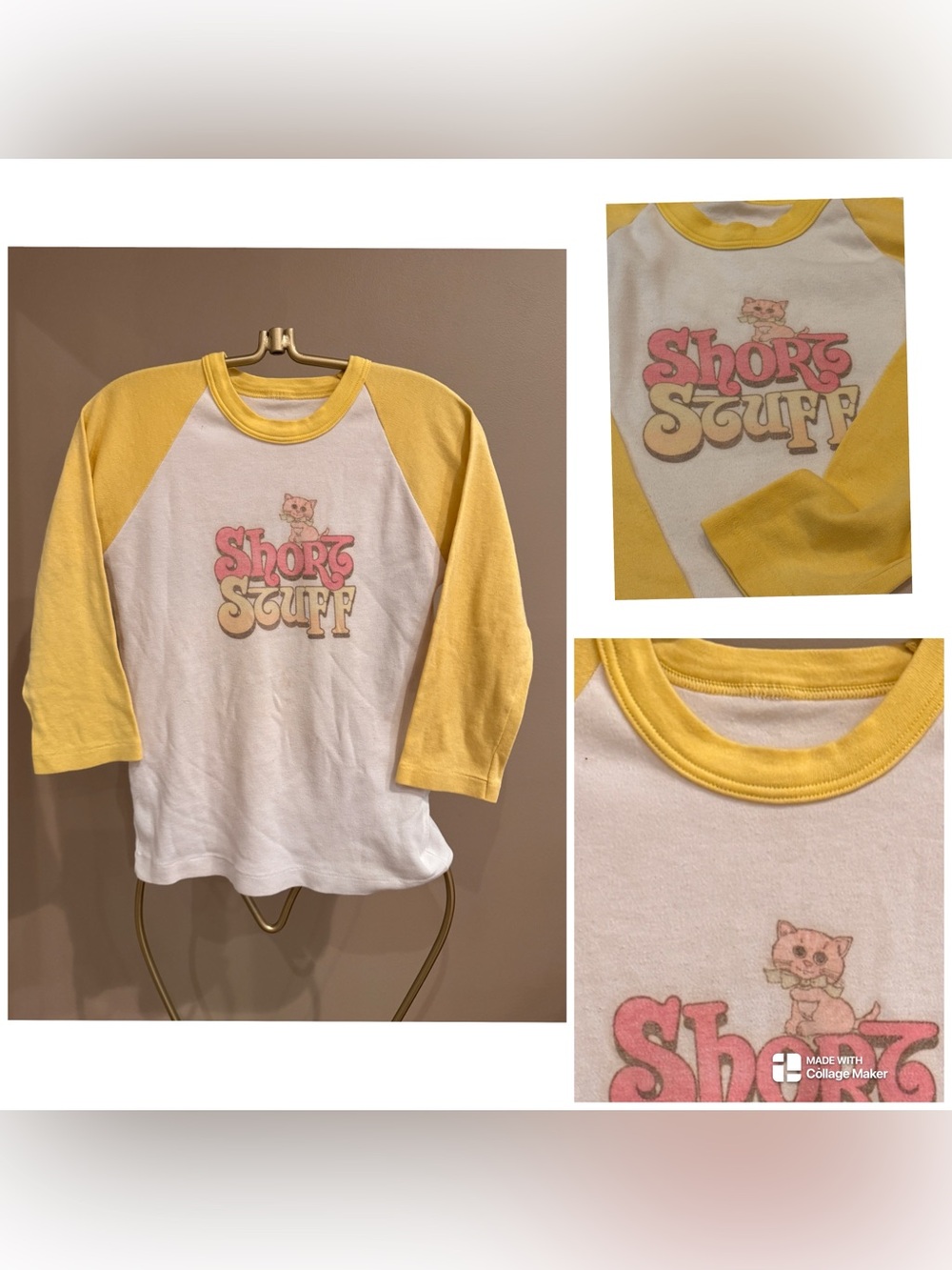 Vintage 80s Stawberry Shortcake’s cat Custard “Short Stuff Raglan